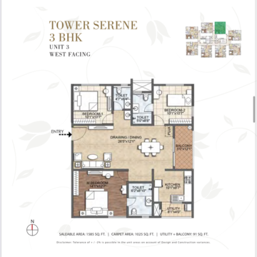 Floor Plan in 3 BHK Apartment at Aurobindo The Regent, Serilingampally – for Sale
