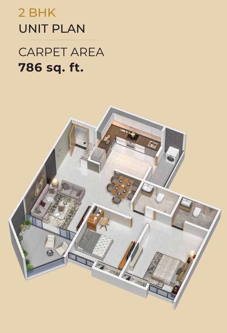 Floor Plan, dolphin-palms 3 Bedroom 874 Sq.Ft. Apartment In Ravet Pune 7661980