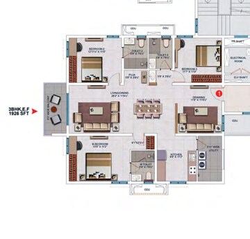 Floor Plan in 3 BHK Apartment at My Home Akrida, Tellapur – for Sale