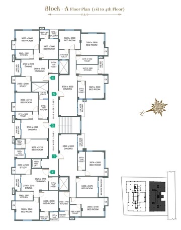 Floor Plan in 2 BHK Apartment at New Town – for Sale