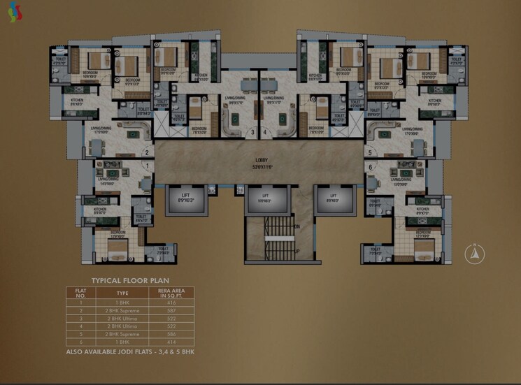 Floor Plan, sanghvi-s3-epitome 2 Bedroom 522 Sq.Ft. Apartment In Lower Parel Mumbai 7669593