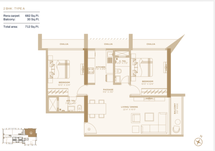 Floor Plan, mehta-legend-1978 2 Bedroom 712 Sq.Ft. Apartment In Parsik Nagar Thane 7674991