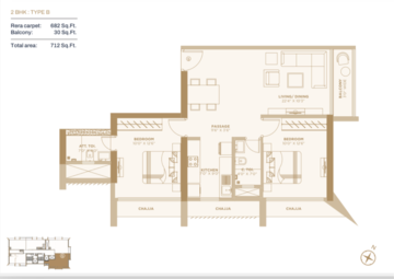 Floor Plan in 2 BHK Apartment at Mehta Legend 1978, Parsik Nagar – for Sale