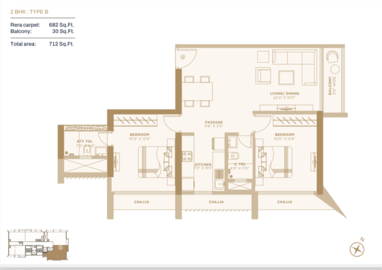 Floor Plan, mehta-legend-1978 2 Bedroom 712 Sq.Ft. Apartment In Parsik Nagar Thane 7674991