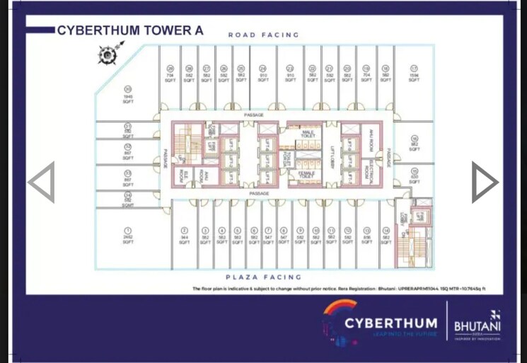 Floor Plan, bhutani-cyberthum Commercial Office Space 700 Sq.Ft. In Sector 140a Noida 7676974