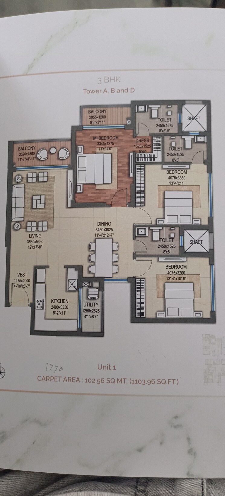 Floor Plan, shalimar-marbella 2.5 Bedroom 1530 Sq.Ft. Apartment In Gomti Nagar Lucknow 7680964