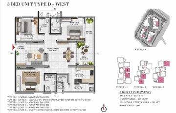Floor Plan in 3 BHK Apartment at Prestige Beverly Hills, Kokapet – for Sale