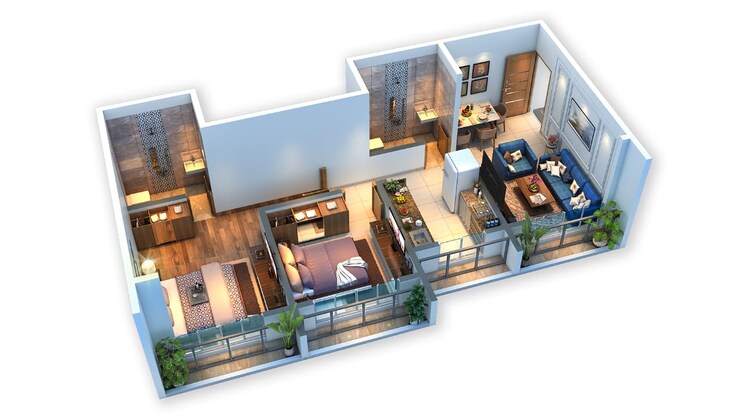 Living Room, samaira-opulence 2 Bedroom 712 Sq.Ft. Apartment In Vasai East Palghar 7681846