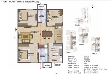 Floor Plan in 3 BHK Apartment at Prestige Tranquil, Kokapet – for Sale