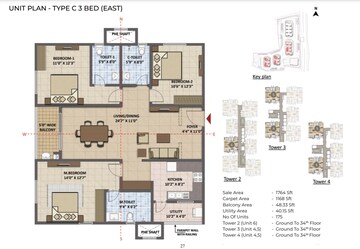 Floor Plan in 3 BHK Apartment at Prestige Tranquil, Kokapet – for Sale