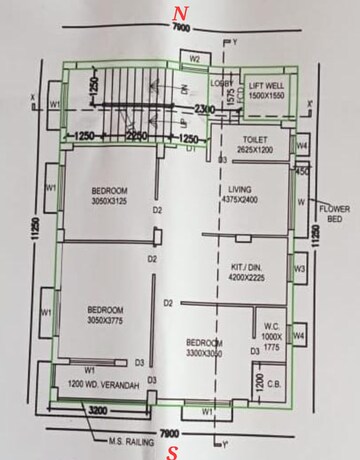 Floor Plan in 3 BHK Apartment at New Town – for Sale