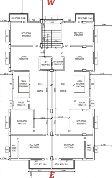 Floor Plan in 3 BHK Apartment at New Town Action Area 1 – for Sale