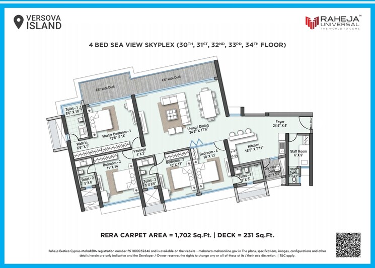 Floor Plan, raheja-exotica-cyprus 4 Bedroom 1933 Sq.Ft. Apartment In Madh Mumbai 7695299
