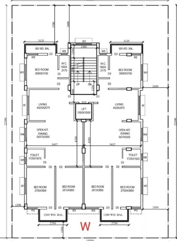 Floor Plan in 3 BHK Apartment at New Town Action Area 1 – for Sale