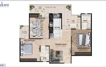 Floor Plan in 3 BHK Apartment at Sector 86 – for Sale