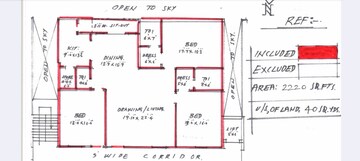 Floor Plan in 2 BHK Apartment at Casa Shaila Apartments, Banjara Hills – for Rent