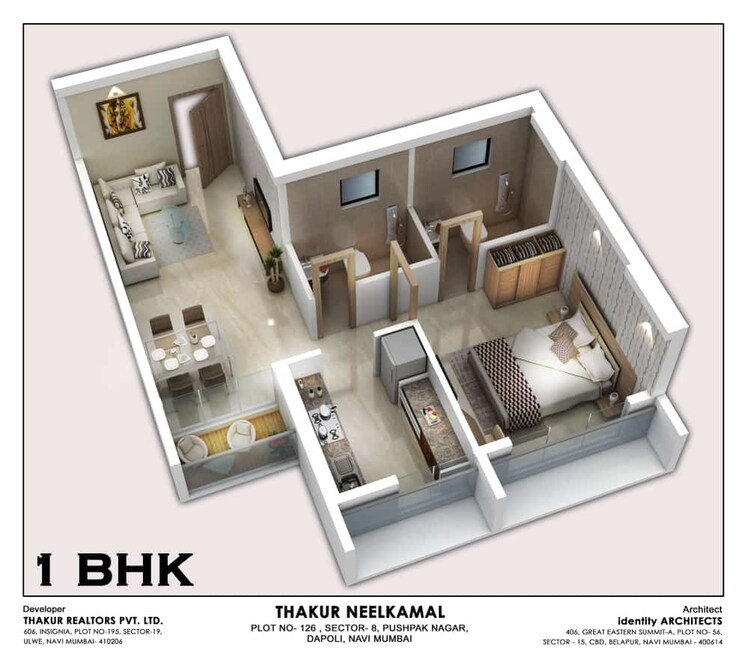 Floor Plan, thakur-neelkamal 1 Bedroom 765 Sq.Ft. Apartment In Pushpak Nagar Navi Mumbai 7707784