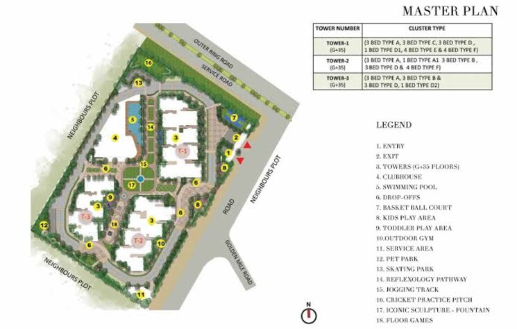Master Plan, prestige-beverly-hills 3 Bedroom 1796 Sq.Ft. Apartment In Kokapet Hyderabad 7709147