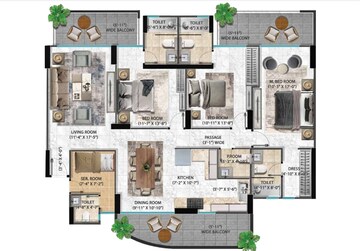 Floor Plan in 3 BHK Apartment at Pareena Coban Residences, Sector 99a – for Sale