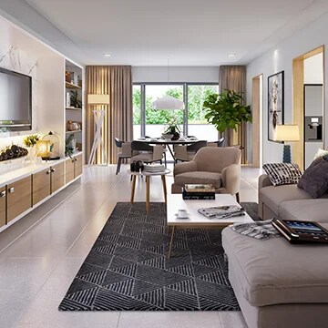 Living Room in 4 BHK Apartment at Ghorpadi – for Sale