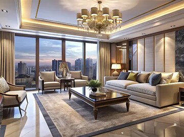 Living Room in 6 BHK Penthouse at Windsor Grande Residences, Andheri West – for Sale