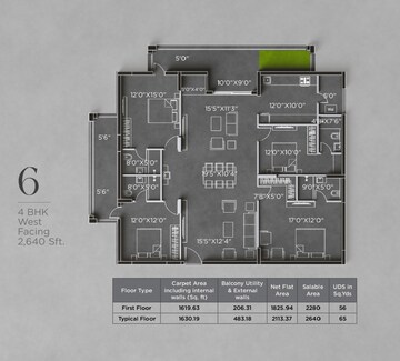 Floor Plan in 4 BHK Apartment at Bricks Cyberwoods, Osman Nagar – for Sale