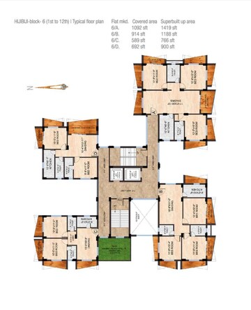 Floor Plan in 3 BHK Apartment at New Town – for Sale