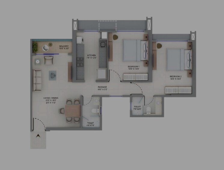 Floor Plan, supreme-boulevard 2 Bedroom 758 Sq.Ft. Apartment In Chembur Mumbai 7732620