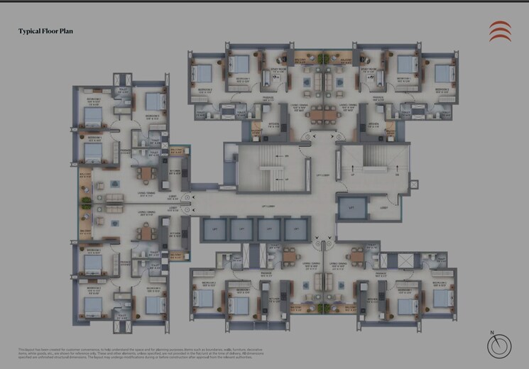 Floor Plan, supreme-boulevard 3 Bedroom 938 Sq.Ft. Apartment In Chembur Mumbai 7732636