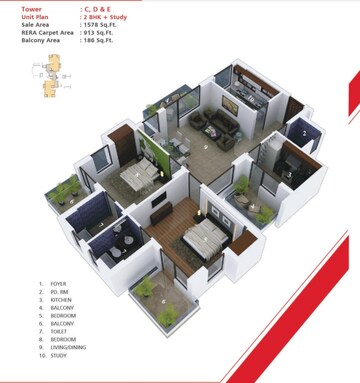 Floor Plan in 2.5 BHK Apartment at Imperia Esfera, Sector 37c – for Sale