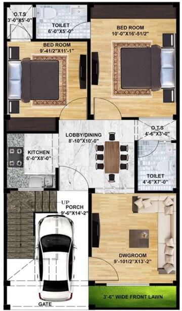 Floor Plan in 2 BHK Independent House at Varanasi Cantt – for Sale