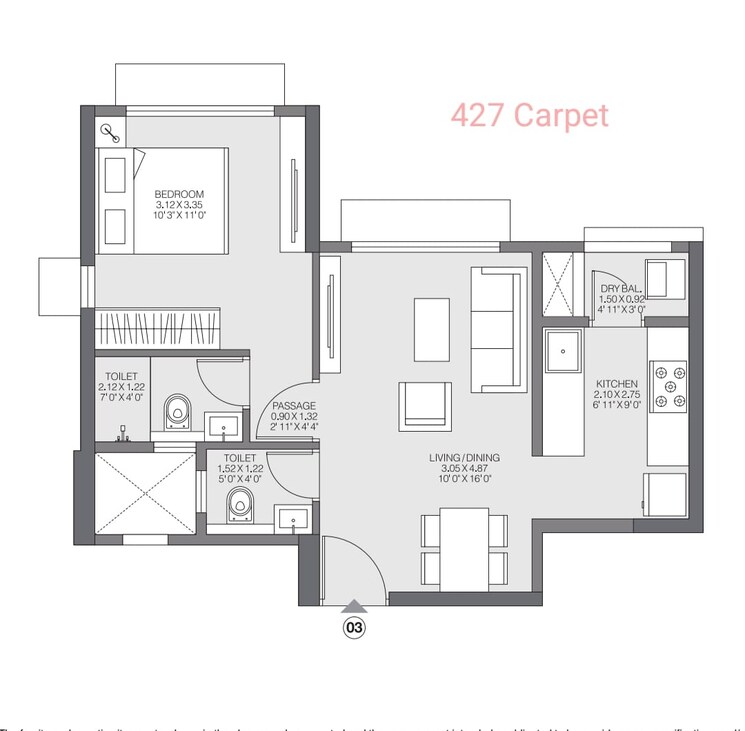 Floor Plan, godrej-riverside 1 Bedroom 371 Sq.Ft. Apartment In Kalyan West Thane 7757997