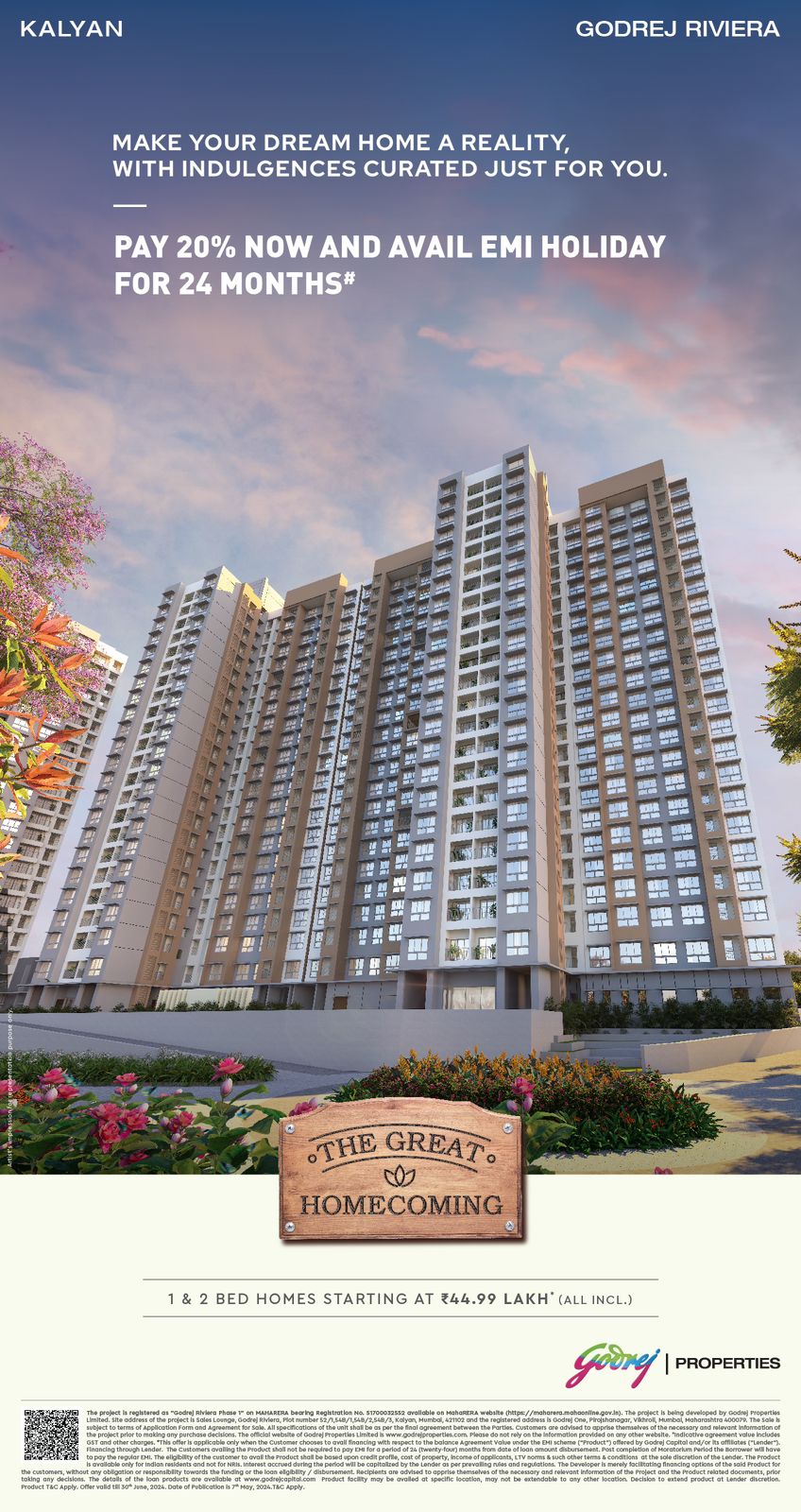 1 BHK Apartment For Sale in Godrej Riverside