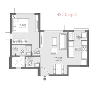 Floor Plan in 1 BHK Apartment at Godrej Riverside, Kalyan West – for Sale