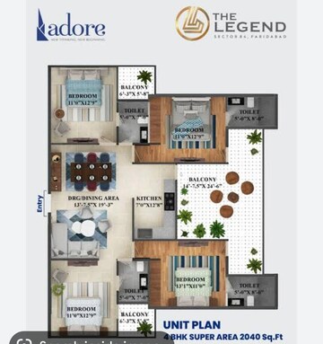 Floor Plan in 4 BHK Apartment at Adore Legend, Sector 84 – for Sale