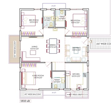 Floor Plan in 3 BHK Apartment at Gem Nakshatra, Kokapet – for Sale