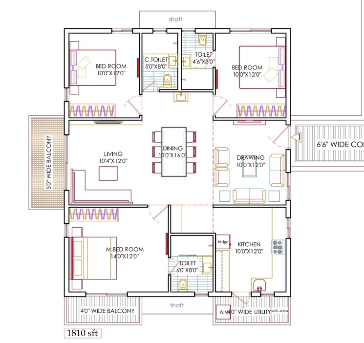 Floor Plan, gem-nakshatra 3 Bedroom 1810 Sq.Ft. Apartment In Kokapet Hyderabad 7761803