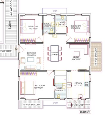 Floor Plan in 3 BHK Apartment at Gem Nakshatra, Kokapet – for Sale