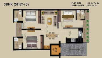 Floor Plan in 3 BHK Builder Floor at Aerocity – for Sale