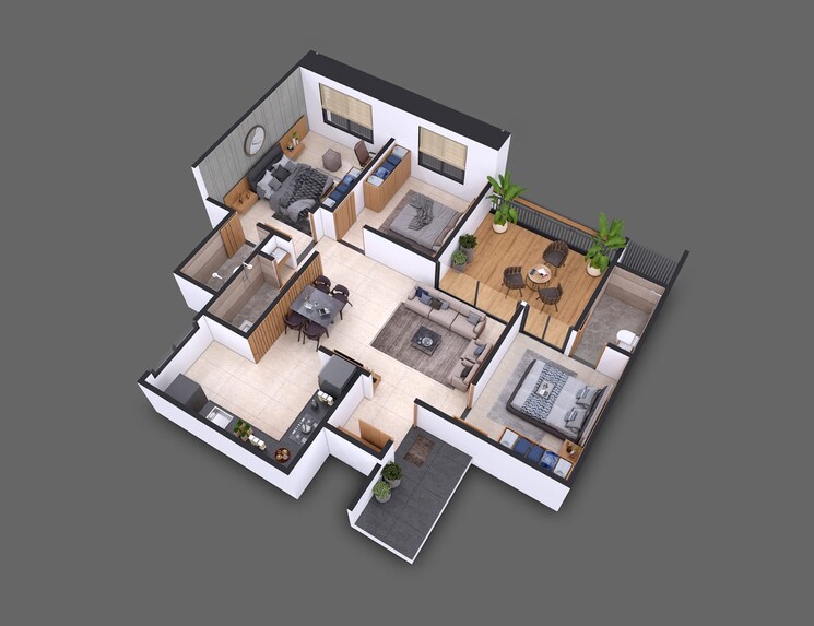 Floor Plan, sankalp-alyssum 3 Bedroom 989 Sq.Ft. Builder Floor In Dudulgaon Pune 7765854