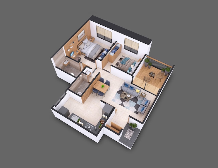 Floor Plan, sankalp-alyssum 3 Bedroom 989 Sq.Ft. Builder Floor In Dudulgaon Pune 7765854