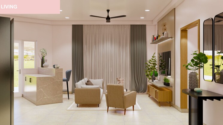 Living Room, bhartiya-nikoo-homes-phase-2 3 Bedroom 1411 Sq.Ft. Apartment In Thanisandra Main Road Bangalore 7766913