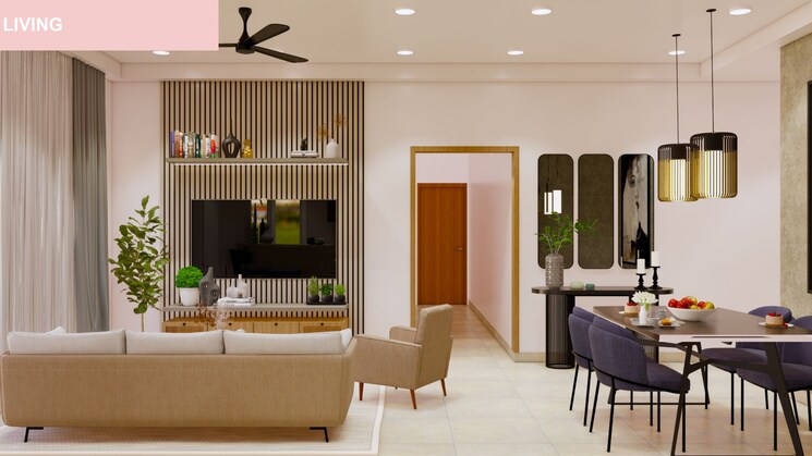 Living Room, bhartiya-nikoo-homes-phase-2 3 Bedroom 1411 Sq.Ft. Apartment In Thanisandra Main Road Bangalore 7766913