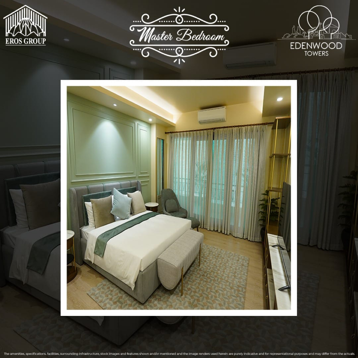 4 BHK + Pooja Room,Servant Room,Study Room,Extra Room 2057 Sq.Ft. Apartment in Eros Edenwood Towers