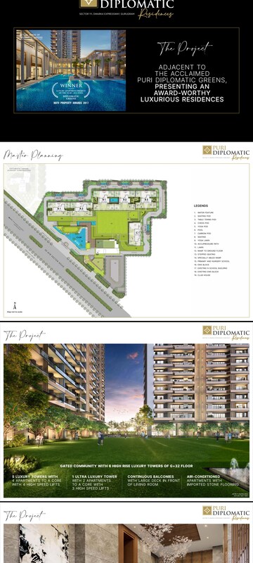 4 BHK Apartment – Exterior View View at Puri Diplomatic Residences, Sector 111 - for Sale