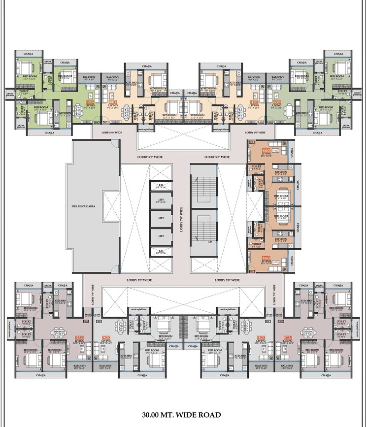 Floor Plan, millennium-flora 3 Bedroom 1535 Sq.Ft. Apartment In New Panvel Sector 17 Navi Mumbai 7769915