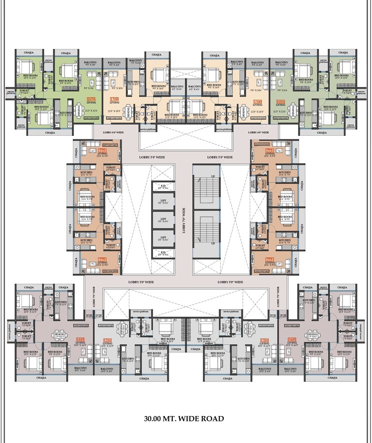 Floor Plan, millennium-flora 3 Bedroom 1535 Sq.Ft. Apartment In New Panvel Sector 17 Navi Mumbai 7769915