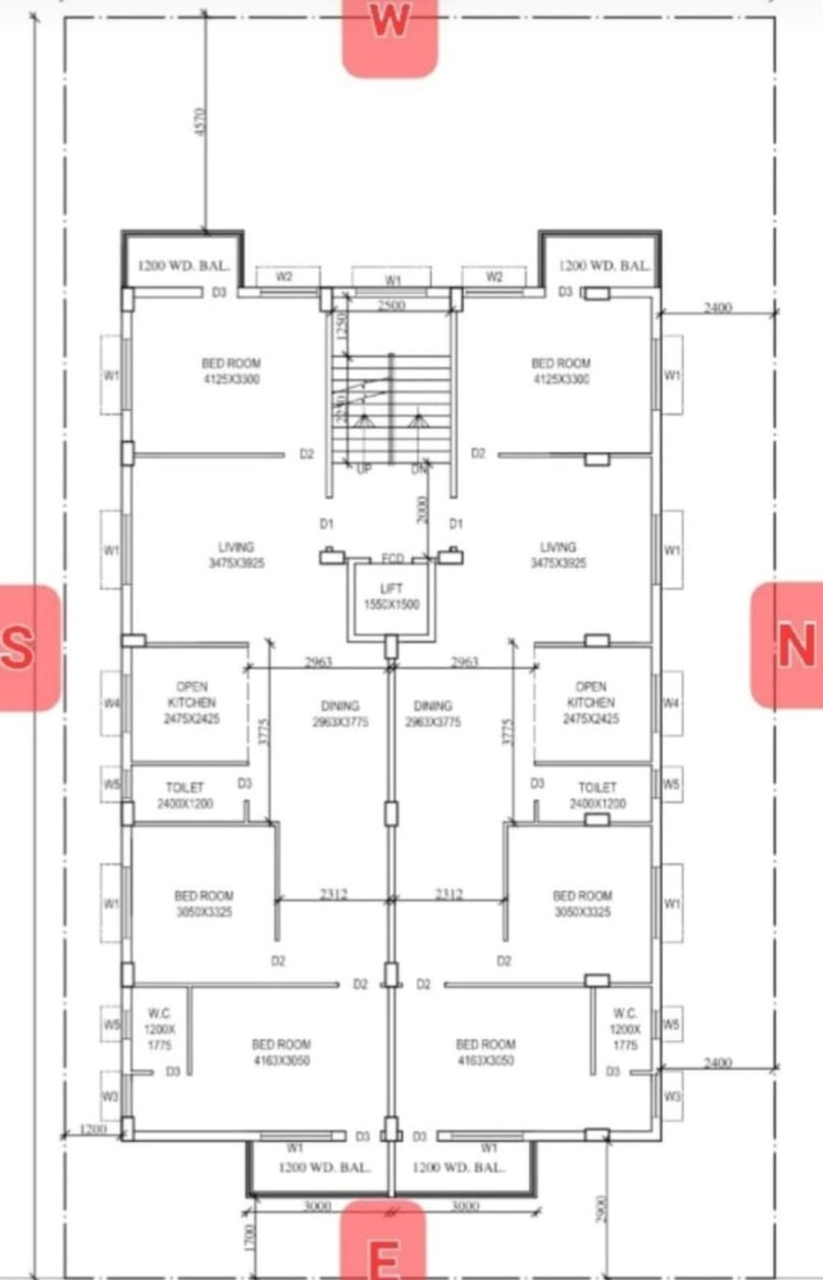Floor Plan, new town action area 1 3 Bedroom 1485 Sq.Ft. Apartment In New Town Action Area 1 Kolkata 7770034