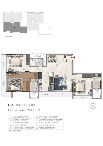 Floor Plan in 2 BHK Apartment at Sanghvi Crystal, Goregaon West – for Sale