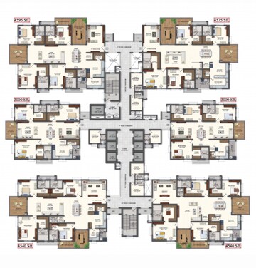 Floor Plan in 3 BHK Apartment at Rajapushpa Pristinia, Kokapet – for Sale